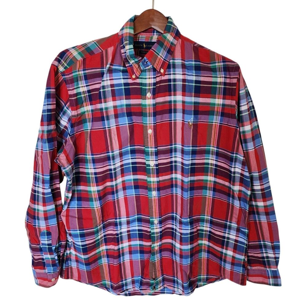 Ralph Lauren Mens XL Classic Fit Tartan Plaid Button Down Shirt Long Sleeve